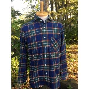 西脇長造商店チェックネルシャツ/カラー/グリーンチェック