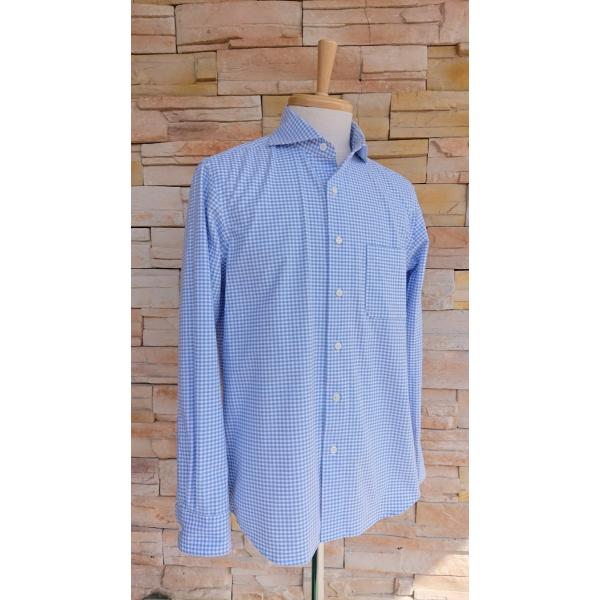 Blue Snow Whiteブルースノーホワイト/ BSW長袖シャツ【ギンガムチェック　サックス】