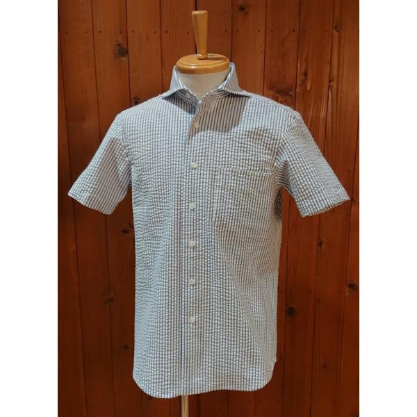 Blue Snow Whiteブルースノーホワイト/ BSW半袖ストレッチシャツ【ストライプ】