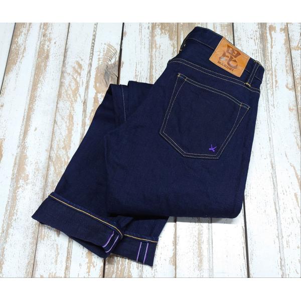 毘沙門天 14.5oz天然藍ジーンズ・縦糸 天然藍ブルー×緯糸 ブラック　W38(95cm) / B...