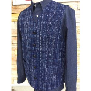 西脇長造商店　雨絣刺し子藍染ベスト工芸品　