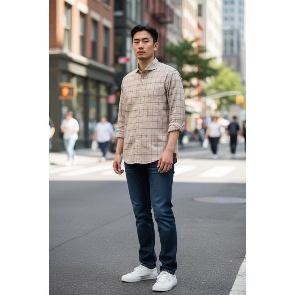 西脇長造商店 / 長袖シャツ　チェック25【BE】