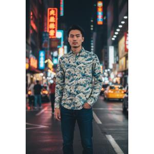 MARUNI JEANS マルニオリジナル 長袖シャツ / ストライプ(ネイビー