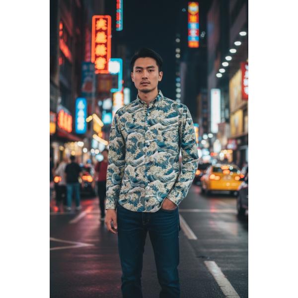 西脇長造商店 長袖シャツ / 【波】