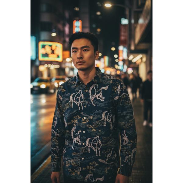 西脇長造商店 長袖シャツ / 【馬 ブルーグリーン】