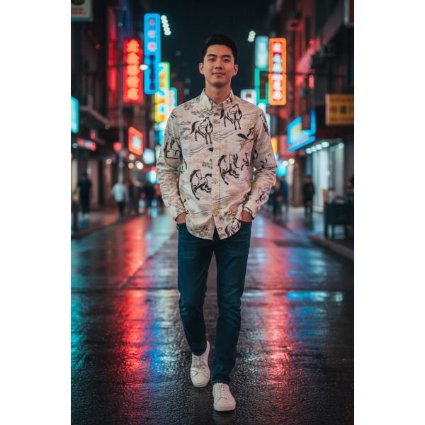 西脇長造商店 長袖シャツ / 【馬 ホワイト】