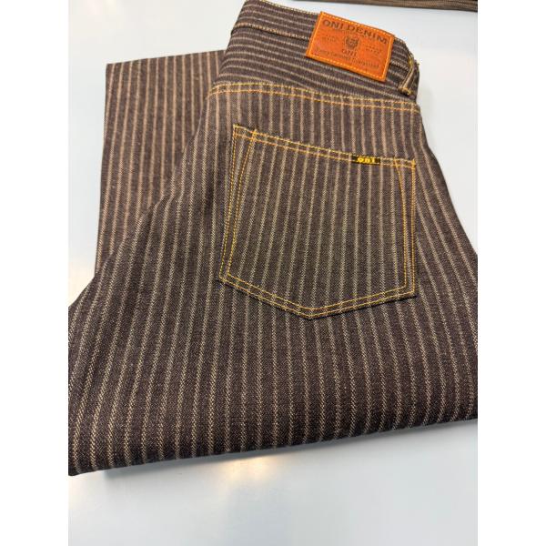 鬼デニム　/　針抜きジャガードストライプデニム　ONI-266-HJS【リラックスストレート】