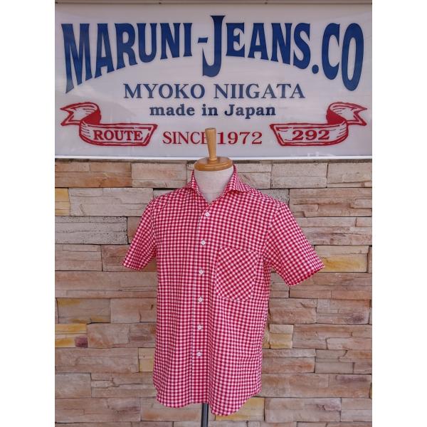 マルニオリジナル 半袖シャツ / ギンガムチェック大　レッド