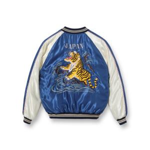 TAILOR TOYO　テーラー東洋 / Early 1950s Style Acetate Souvenir Jacket “ROARING TIGER” × “EAGLE”　TT15173-125BLU｜maruni-jeans
