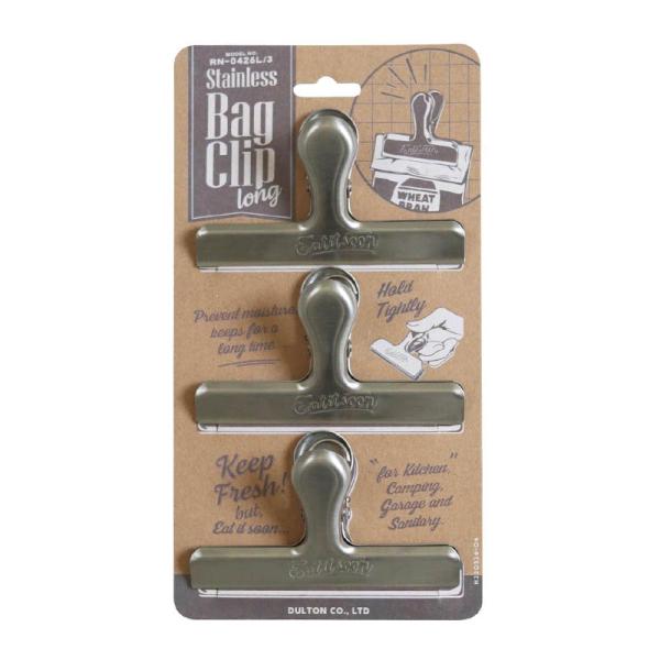 DULTON ダルトン STAINLESS STEEL BAG CLIP LONG SET OF 3...