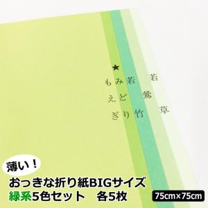 薄いおっきな折り紙 緑系色 5色 25枚|75cm×75cm BIGサイズ