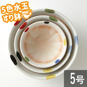 おしゃれ 食器 臼 おろし器 和食器 調理器 料理道具 すり鉢 5号 5色水玉 14cm 380ml｜maruri-tamaki