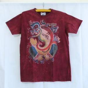 Tシャツ　エスニック　アジアン　メンズ　レディース　ガネーシャ　象　ゾウ　ウォッシュ加工　おしゃれ｜marururoa