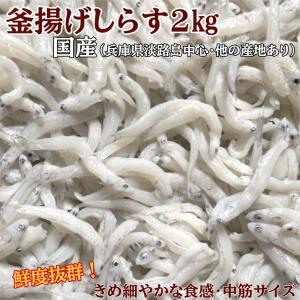【送料無料】【国産 産地色々 淡路島中心】2026新物 釜揚げしらす２kg！中筋サイズ　(新鮮なまま急速凍結⇒お届け状態は冷凍でカチンコチン) いいものを厳選