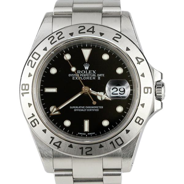 ロレックス ROLEX エクスプローラーII　EX2 16570 P番 黒文字盤 GMT 自動巻 腕...