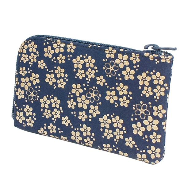 印伝 甲州印伝 印傳屋 上原勇七 財布 小銭入れ 小物入れ 1001 忘れな草 紺地×白漆 鹿革 本...