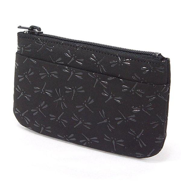 財布 小銭入れ 小物入れ 甲州印伝 印傳屋 上原勇七 1002 とんぼ 黒地×黒漆 鹿革 本革 レザ...