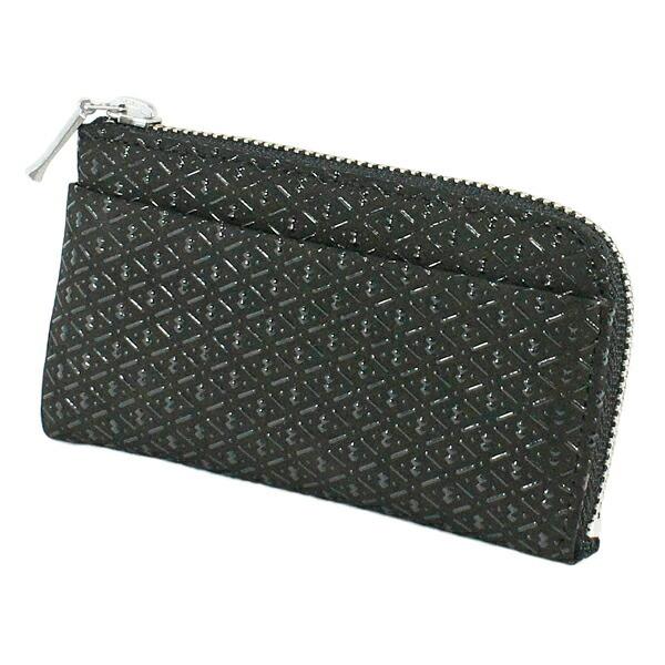 印伝 甲州印伝 印傳屋 上原勇七 財布 小銭入れ 小物入れ 1005 ひょうたん 黒地×黒漆 鹿革 ...