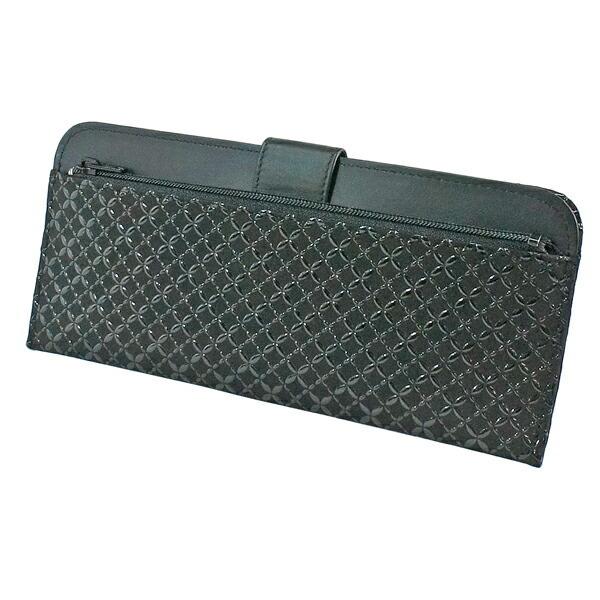 印伝 甲州印伝 印傳屋 上原勇七 財布 長財布 印伝財布 薄型財布 2107 七宝繋ぎ 黒地×黒漆 ...