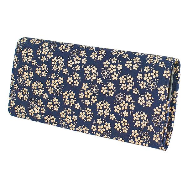 印伝 甲州印伝 印傳屋 上原勇七 財布 長財布 印伝財布 束入れ 2308 忘れな草 紺地×白漆 鹿...