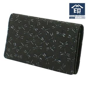 印傳屋（INDEN-YA） 印伝 名刺入れ 2501 黒地鹿革黒漆 変わり市松小