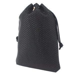 印伝 甲州印伝 印傳屋 上原勇七 合切袋 巾着 3007 亀甲 黒地×黒漆 鹿革 