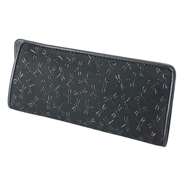 印伝 甲州印伝 印傳屋 上原勇七 メガネケース メガネ入れ 4203 とんぼ 黒地×黒漆 鹿革 本革...