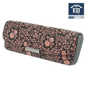 印伝 甲州印伝 印傳屋 上原勇七 メガネケース メガネ入れ 4206 アメリカンブルー 黒地×ピンク漆 鹿革 本革 レザー 花柄 ブランド 夏ギフト お中元 贈り物 YM01