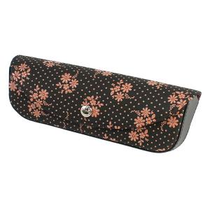 印伝 甲州印伝 印傳屋 上原勇七 メガネケース メガネ入れ 4210 秋桜 コスモス 黒地×ピンク漆 鹿革 本革 レザー 花柄 ブランド 夏ギフト 贈り物 YM01