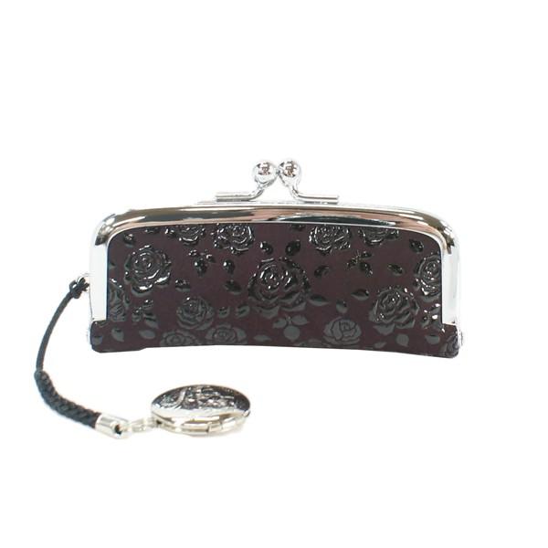 印伝 甲州印伝 印傳屋 上原勇七 印鑑ケース 印鑑入れ 朱肉付き 4303 ローズ小 紫地×黒漆 鹿...