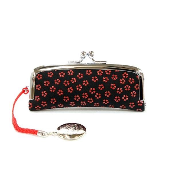 印伝 甲州印伝 印傳屋 上原勇七 印鑑ケース 印鑑入れ 朱肉付き 4303 小桜 黒地×赤漆 鹿革 ...