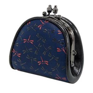 印傳屋（INDEN-YA） 印伝 小銭入れ がま口 そよか 七宝 黒 ブラック