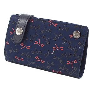 新品未使用 箱入り 印伝 　甲州印伝 印傳屋 　合切袋（大）　巾着　とんぼ　紺 印傳屋（INDEN-YA） レビューでptアップ！ 印伝 甲州印伝 上原勇七