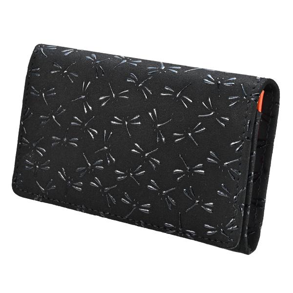 印伝 甲州印伝 印傳屋 上原勇七 2501 名刺入れ HISOCA  9404 とんぼ 黒地×黒漆 ...