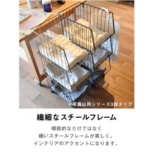 スチールワイヤーバスケットワゴン4段 キャスタ...の詳細画像2
