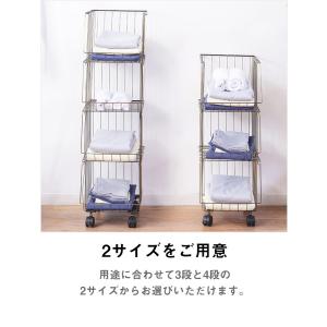 スチールワイヤーバスケットワゴン4段 キャスタ...の詳細画像5
