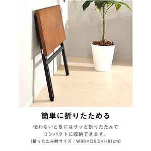 木製折りたたみデスク ヴィンテージ風 幅90c...の詳細画像3