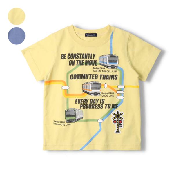 【子供服】 moujonjon (ムージョンジョン) JR在来線電車路線図プリント半袖Ｔシャツ 90...