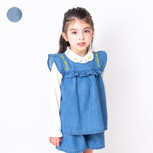 【24春SALE20%OFF価格】 moujonjon (ムージョンジョン) お花刺繍入りチュニックベスト キッズ 女の子 M22200｜marutaka-iryo