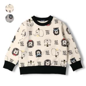 【再値下げ】22秋冬セール:40%OFF価格 moujonjon (ムージョンジョン) 日本製アニマル総柄裏毛トレーナー キッズ 男の子 M26610