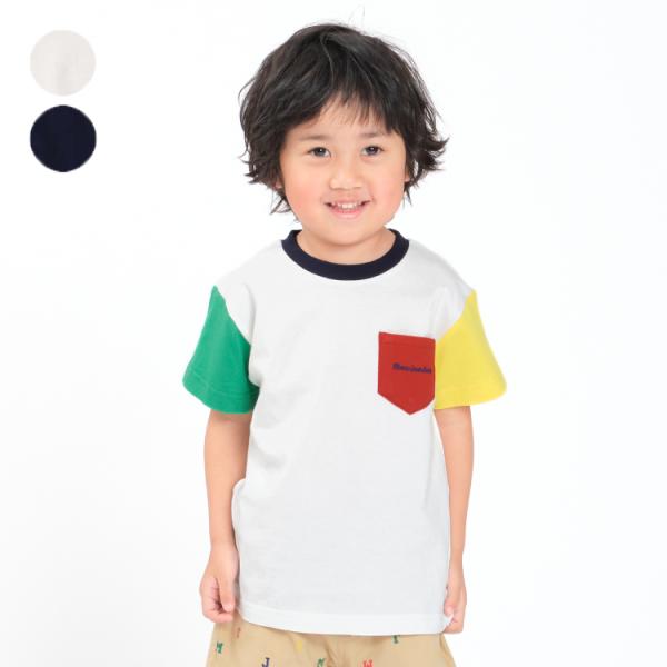 【子供服】 moujonjon (ムージョンジョン) クレイジー配色半袖Tシャツ 80cm〜140c...