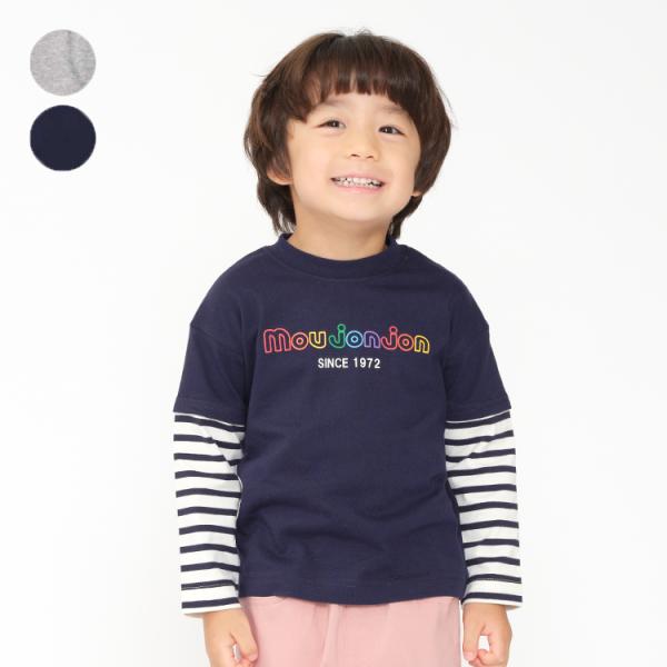 25春SALE30%OFF価格 moujonjon (ムージョンジョン) 袖ボーダーレイヤード風長袖...