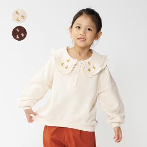 【再値下げ】【23秋冬SALE50%OFF価格】 moujonjon (ムージョンジョン) お花刺繍ビッグカラー裏毛トレーナー・スウェット キッズ 女の子 M60600 CP｜marutaka-iryo