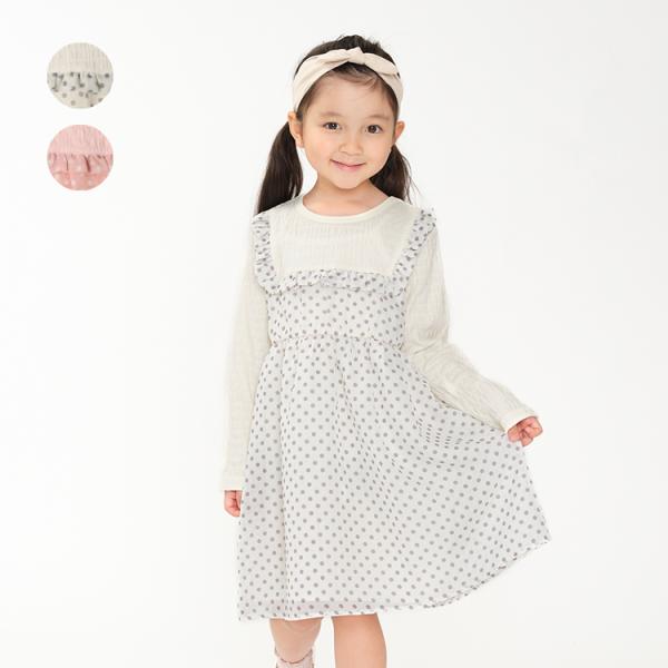 アウトレット50%OFF価格  crescent (クレセント) 水玉シフォン長袖ワンピース 80c...