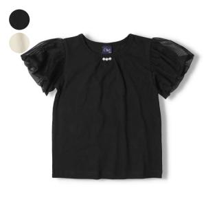 【24夏先行SALE10%OFF価格】 crescent (クレセント) 袖チュール半袖Tシャツ 80cm〜140cm N42814｜marutaka-iryo