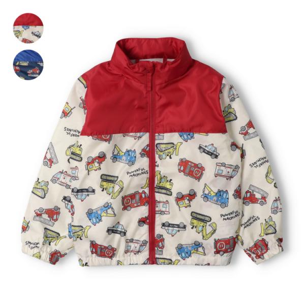 子供服 KIDS FOREST(キッズフォレスト) 働く車柄切替ナイロンジャケット 80cm 90c...