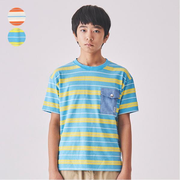 【子供服】Daddy Oh Daddy (ダディオダディ)日本製 立体ボーダーポケット付半袖Tシャツ...