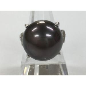 【中古】ブラックパールリングpt900　サイズ：♯10　重量：10.2g指輪　美品｜marutake-tamaya