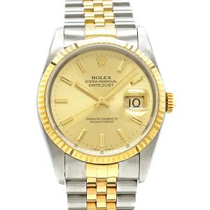 ロレックス ROLEX デイトジャスト 16233 シャンパンゴールド文字盤 YG/SS メンズ腕時計 X番 自動巻き｜marutaki