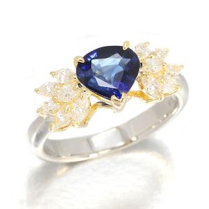 K14WG サファイア ダイヤモンド リング 13.5号 ホワイトゴールド 6.3g